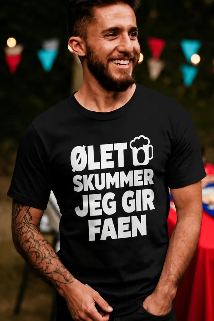 Morsom t-skjorte Ølet skummer jeg gir faen