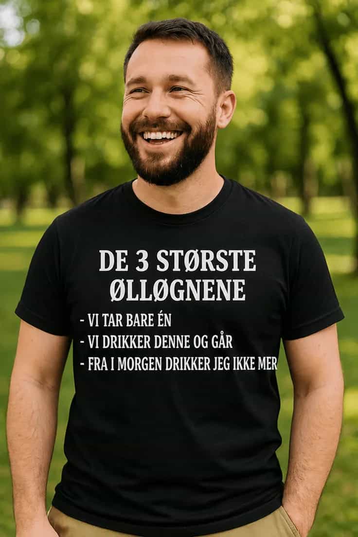Morsom t-skjorte Ølløgner – DE 3 STØRSTE
