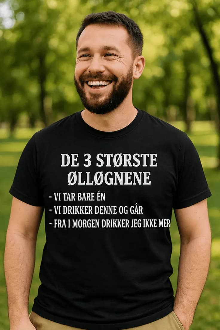 Morsom t-skjorte Ølløgner – DE 3 STØRSTE