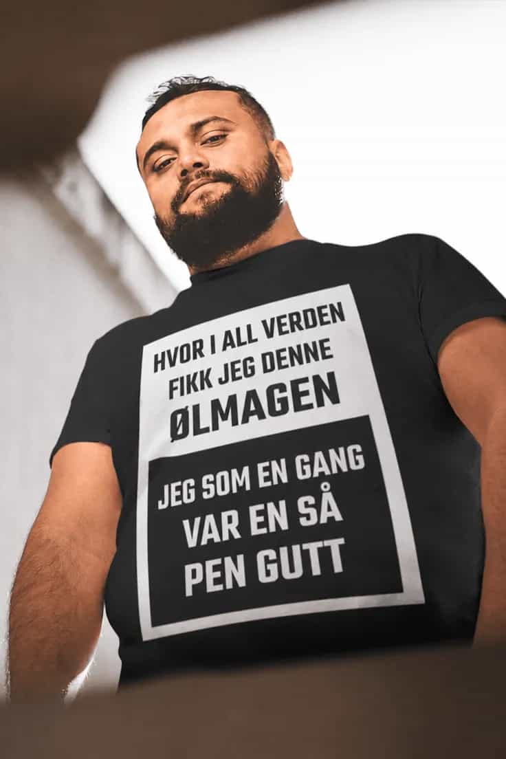 Morsom t-skjorte Ølmage – HVOR I ALL VERDEN