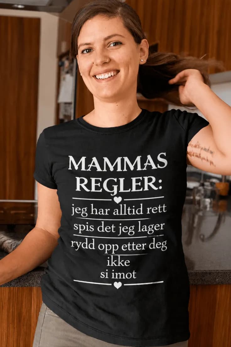 Morsom t-skjorte Mammas regler – MAMMAS REGLER: