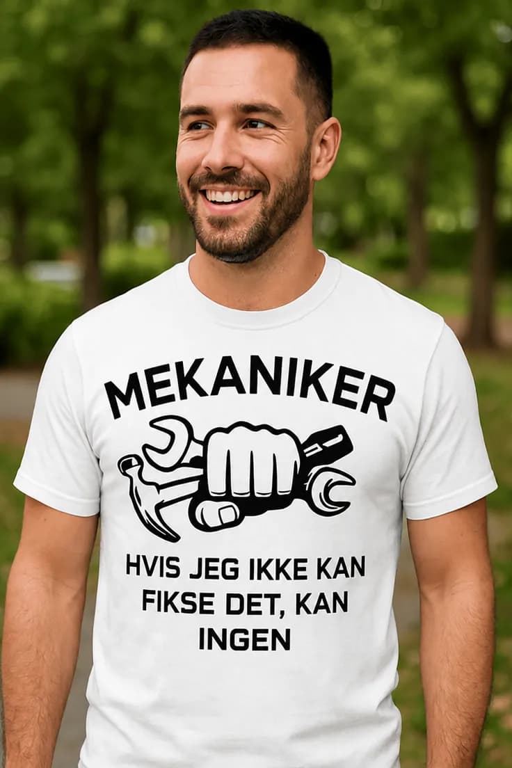 T-skjorte Mekaniker fikser alt – med ønsket yrke