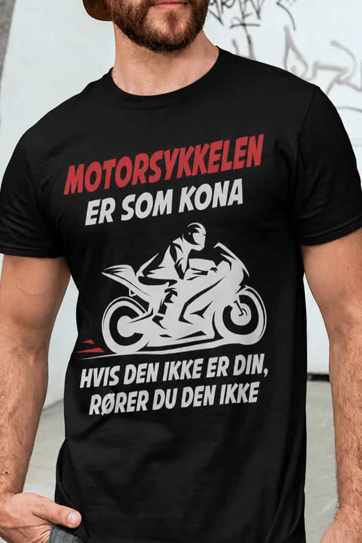 Morsom t-skjorte Motorsykkel som kona