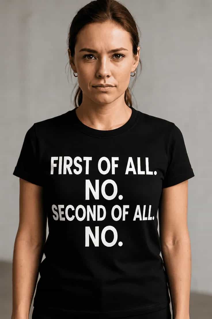 Morsom t-skjorte No way – FIRST OF ALL. NO.