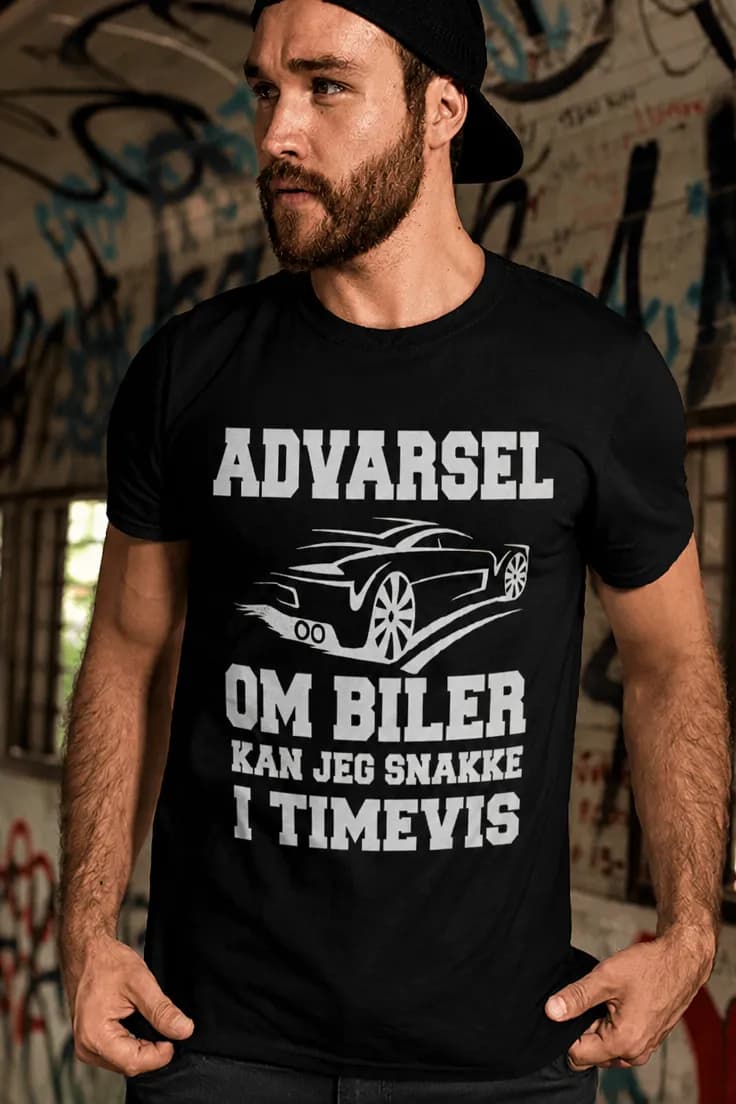 Morsom t-skjorte Om biler i timevis – ADVARSEL