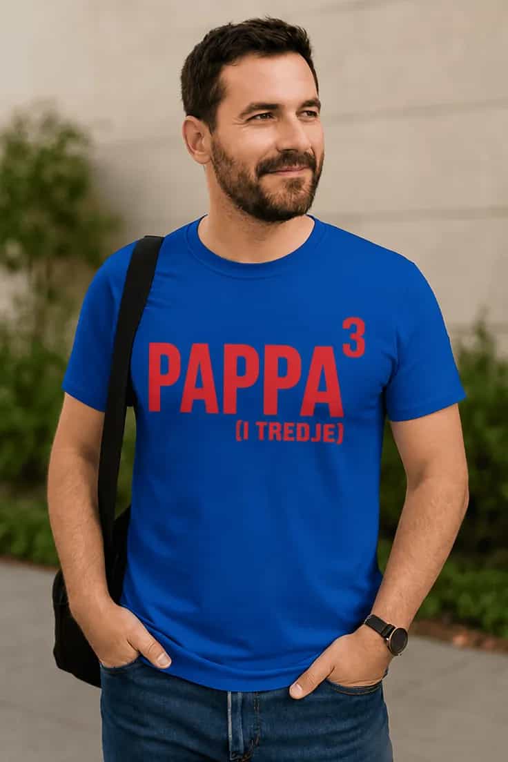 Morsom t-skjorte Pappa i tredje – PAPPA³