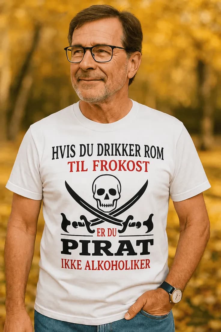 Morsom t-skjorte Pirat med rom – HVIS DU DRIKKER