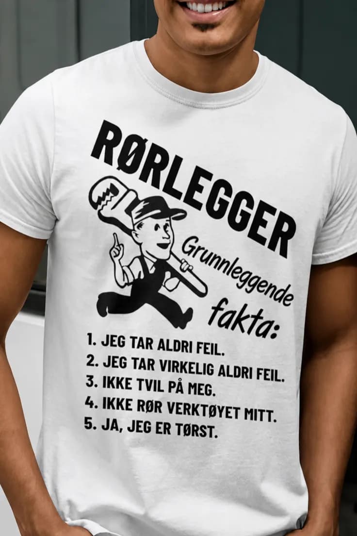Morsom t-skjorte Rørlegger grunnleggende fakta