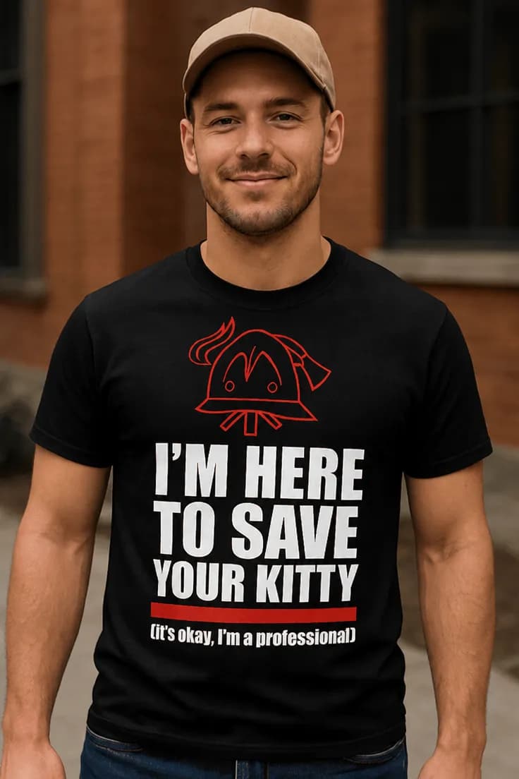 Morsom t-skjorte Redder katten din – I'M HERE TO SAVE