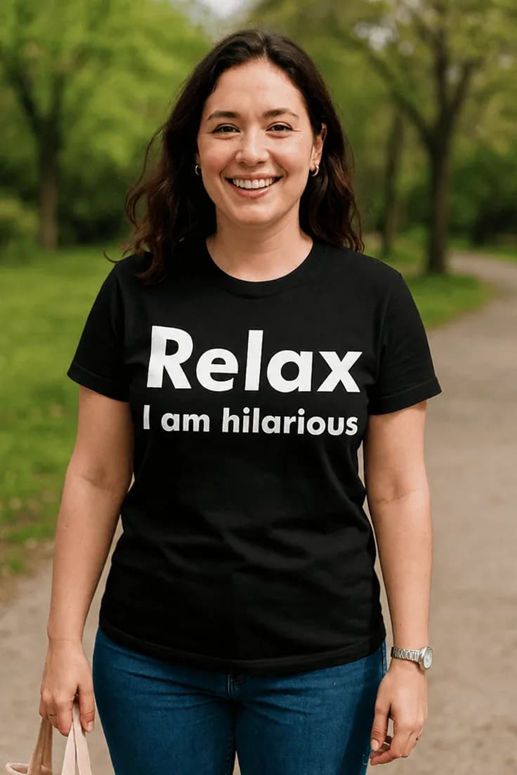 Morsom t-skjorte Relax jeg er morsom