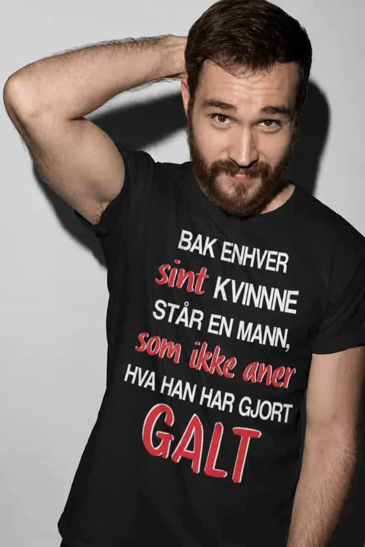 Morsom t-skjorte Sint kvinne og forvirret mann