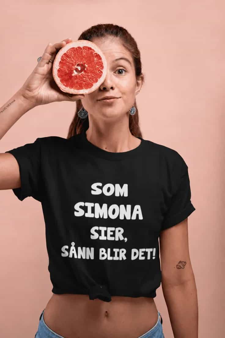 Morsom t-skjorte slik blir det med navn