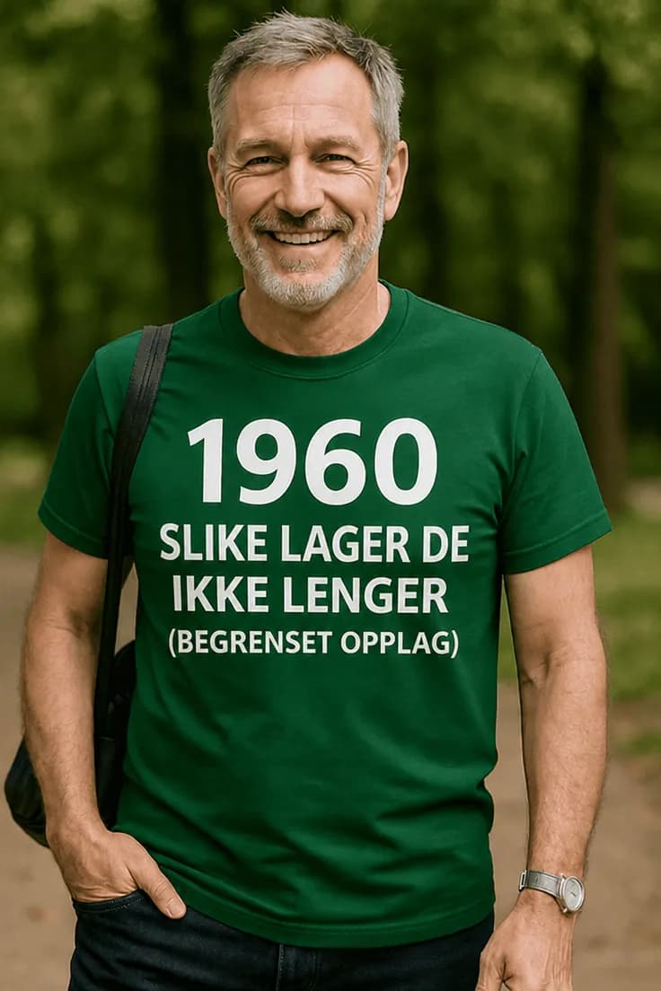 T-skjorte slike lages ikke lenger med Þnsket Ärstall