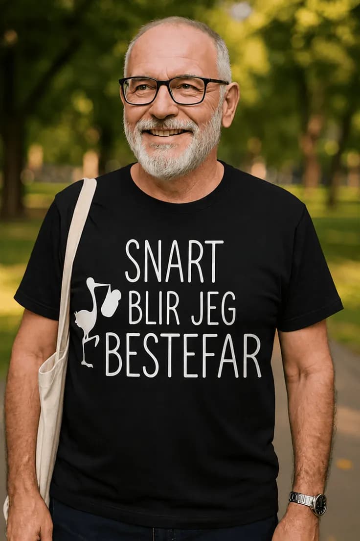 Morsom t-skjorte Snart bestefar – SNART BLIR JEG