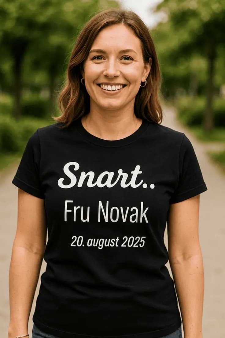 Morsom t-skjorte Snart fru med dato med navn