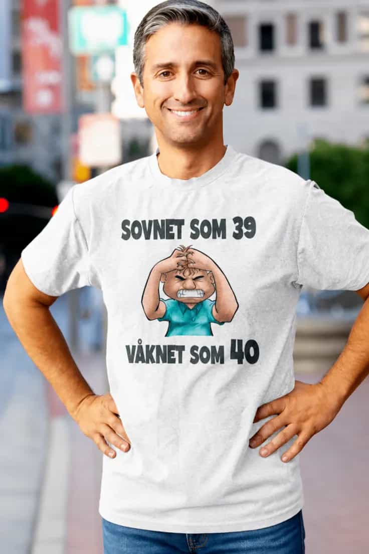 T-skjorte Sovnet som 39 – med ønsket alder