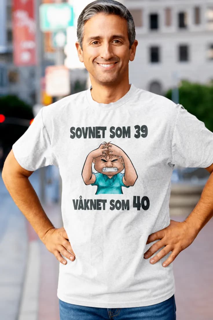 T-skjorte Sovnet som 39 – med ønsket alder
