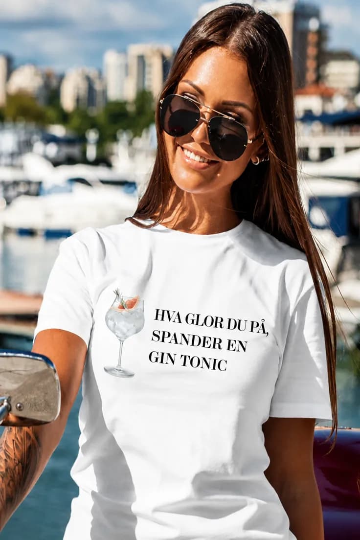 Morsom t-skjorte Spander gin tonic | HVA GLOR DU PÅ,