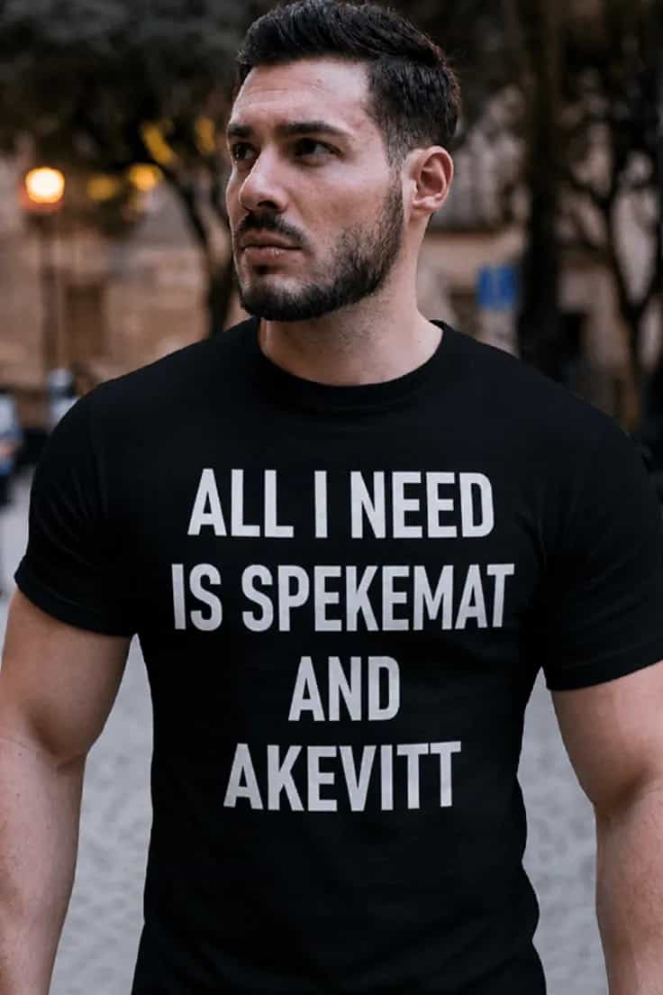Morsom t-skjorte Spekemat og akevitt | ALL I NEED