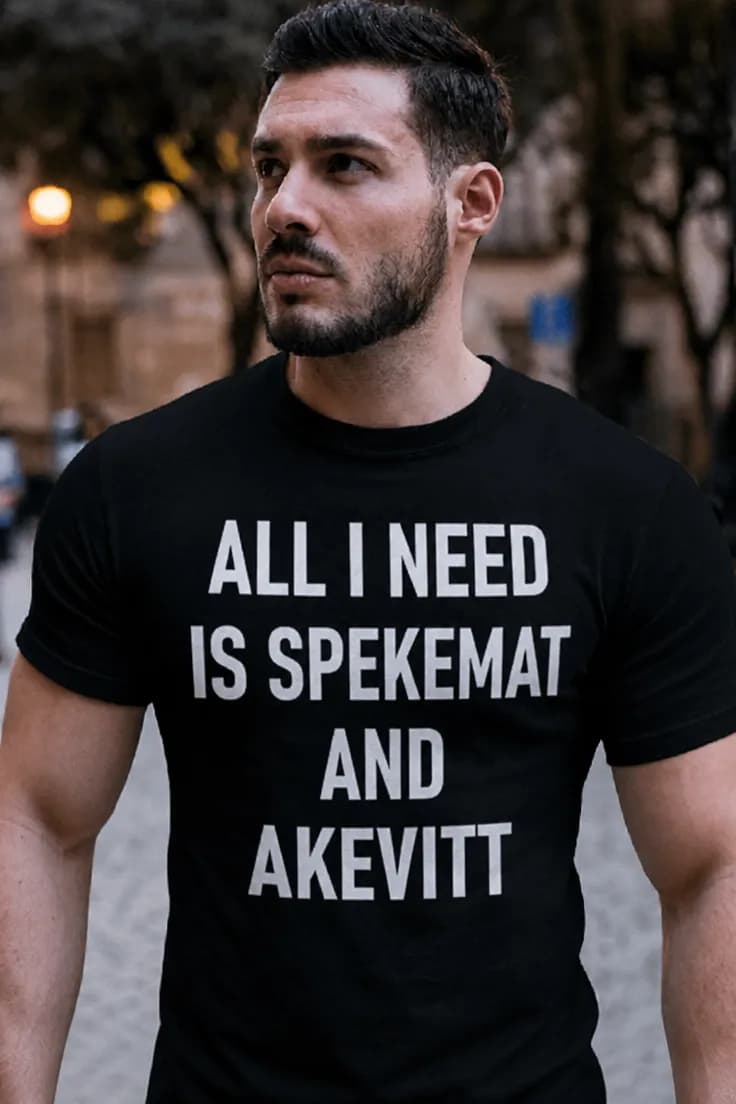 Morsom t-skjorte Spekemat og akevitt | ALL I NEED