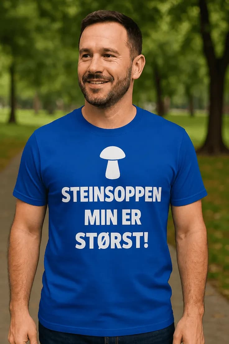 Morsom t-skjorte Steinsoppen min er størst