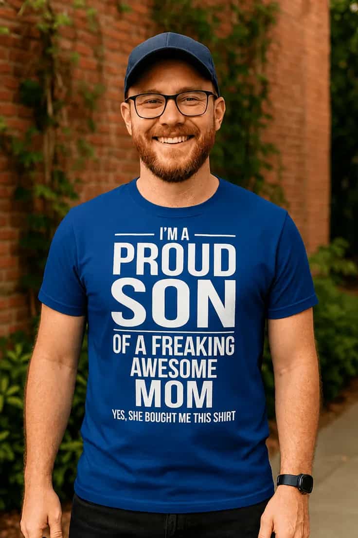 Morsom t-skjorte Stolt sønn av fantastisk mamma