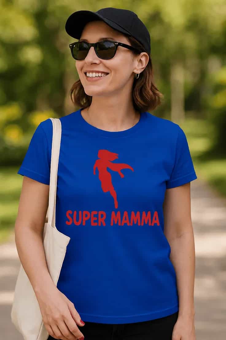 Morsom t-skjorte Super mamma til morsdag