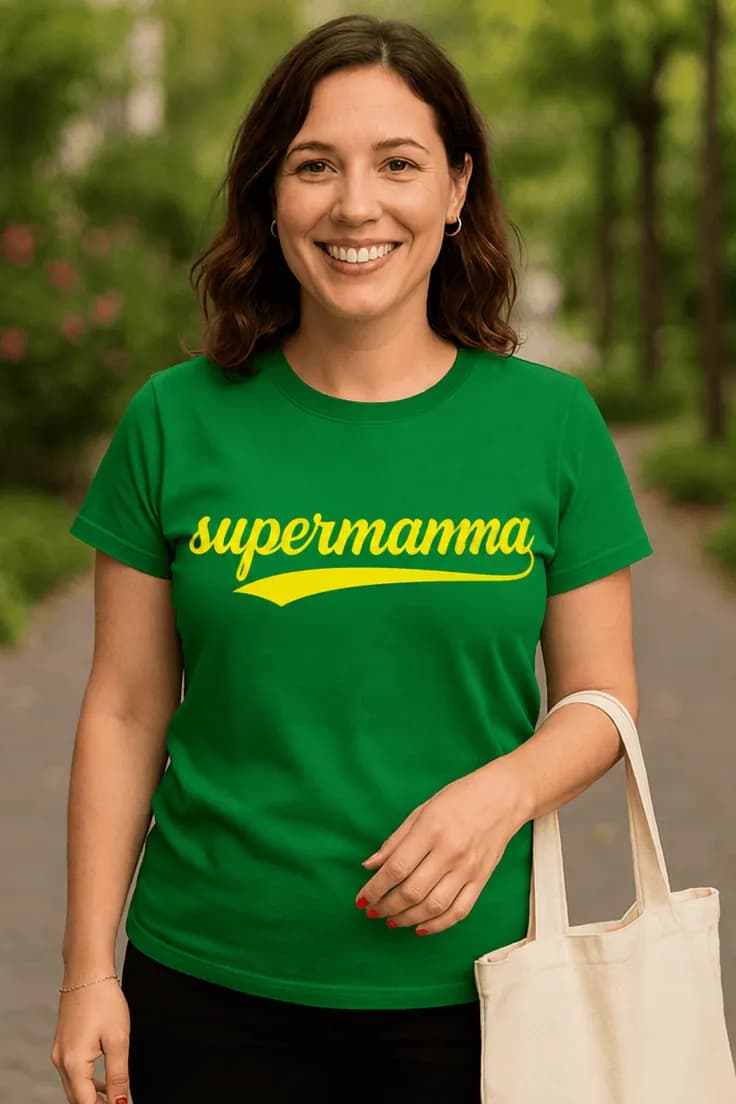 Morsom t-skjorte Supermamma til morsdag
