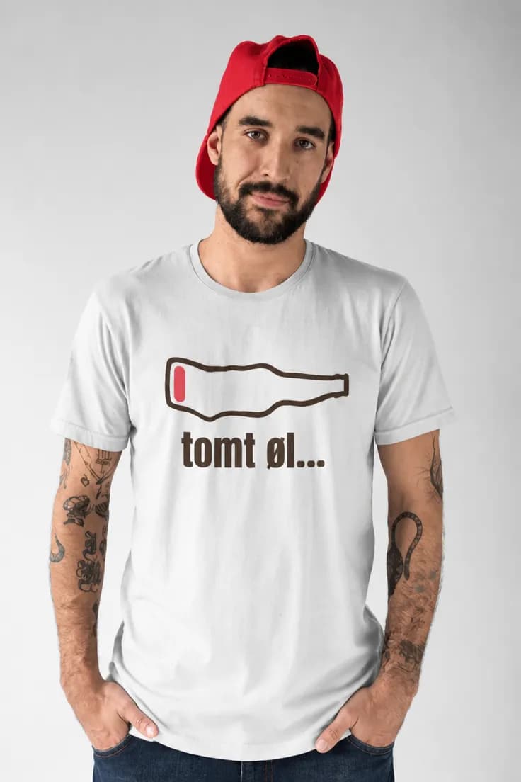 Morsom t-skjorte Tomt øl – tomt øl....