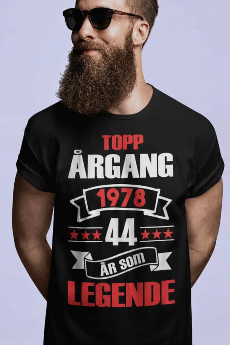 T-skjorte topp årgang med ønsket årstall