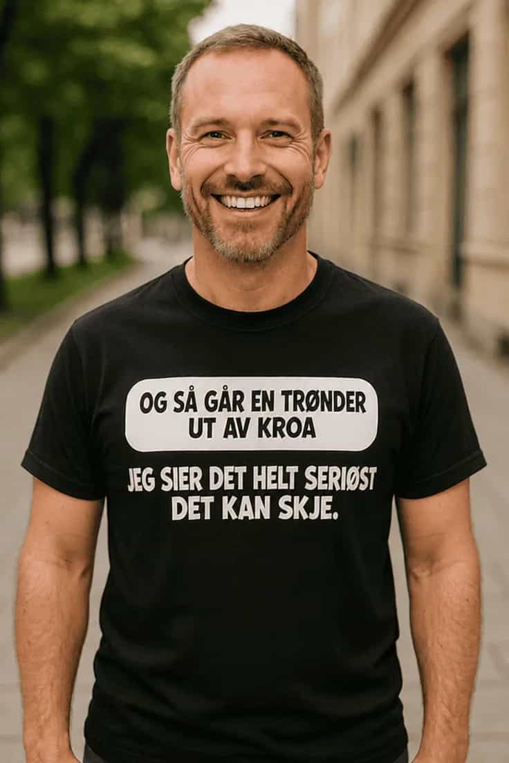 Morsom t-skjorte Trønder går fra kroa