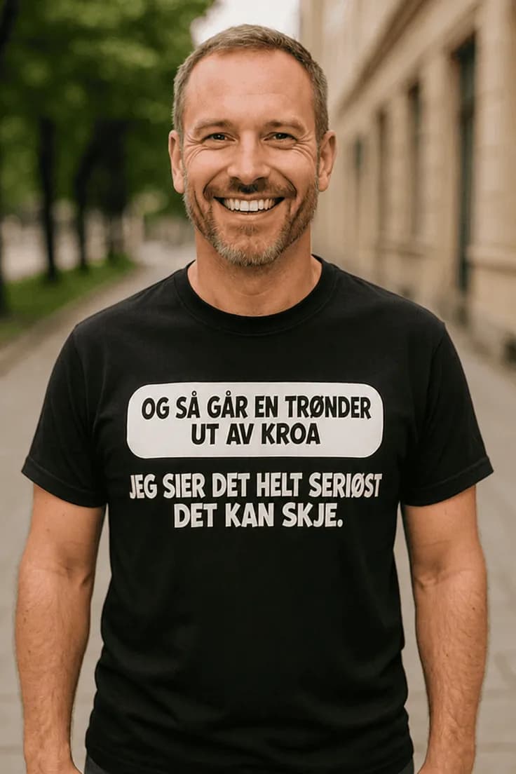 Morsom t-skjorte Trønder går fra kroa