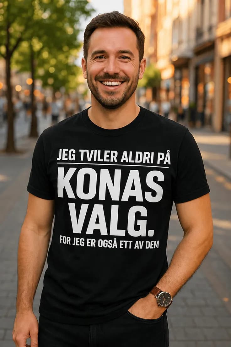 Morsom t-skjorte Tviler ikke på kona – JEG TVI