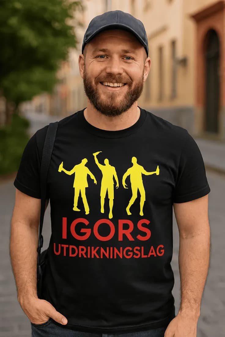 Morsom t-skjorte Utdrikningslag med navn IGORS