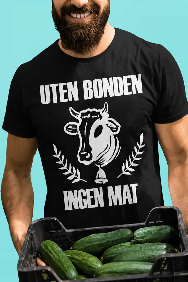 Morsom t-skjorte Uten bonden ingen mat