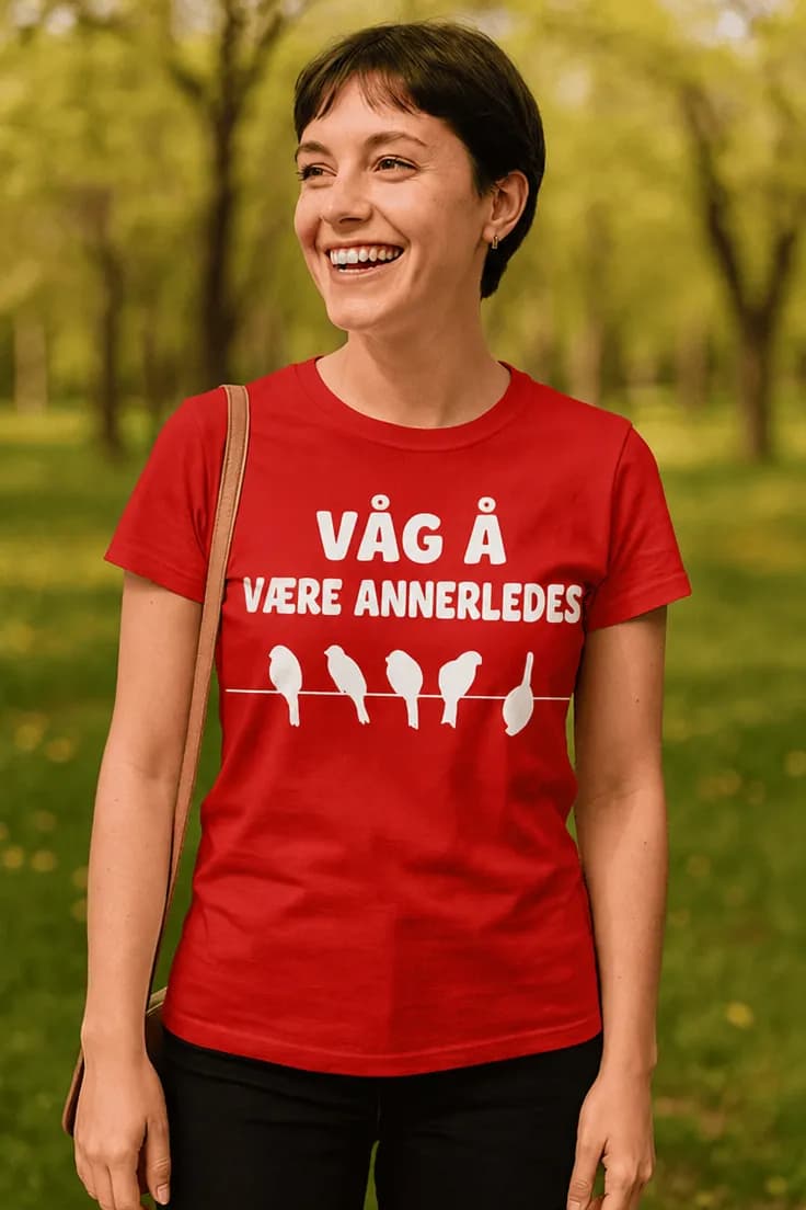 Morsom t-skjorte Våg å være annerledes