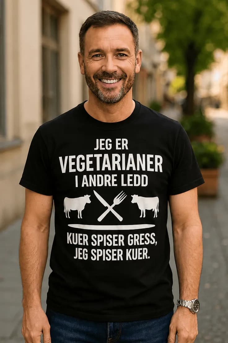 Morsom t-skjorte Vegetarianer i andre ledd