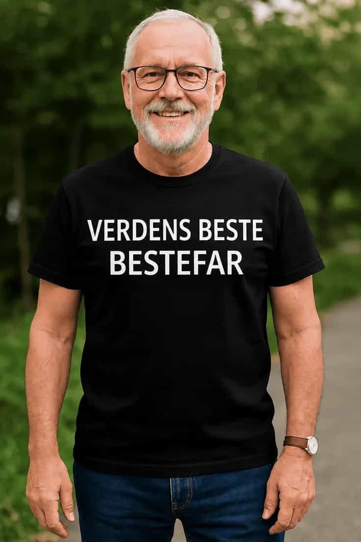Morsom t-skjorte verdens beste bestefar blå tekst