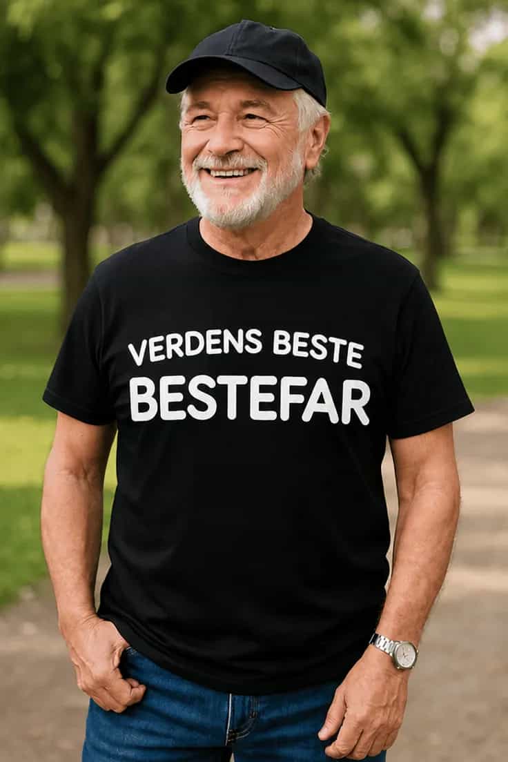 T-skjorte verdens beste bestefar med ønsket tekst
