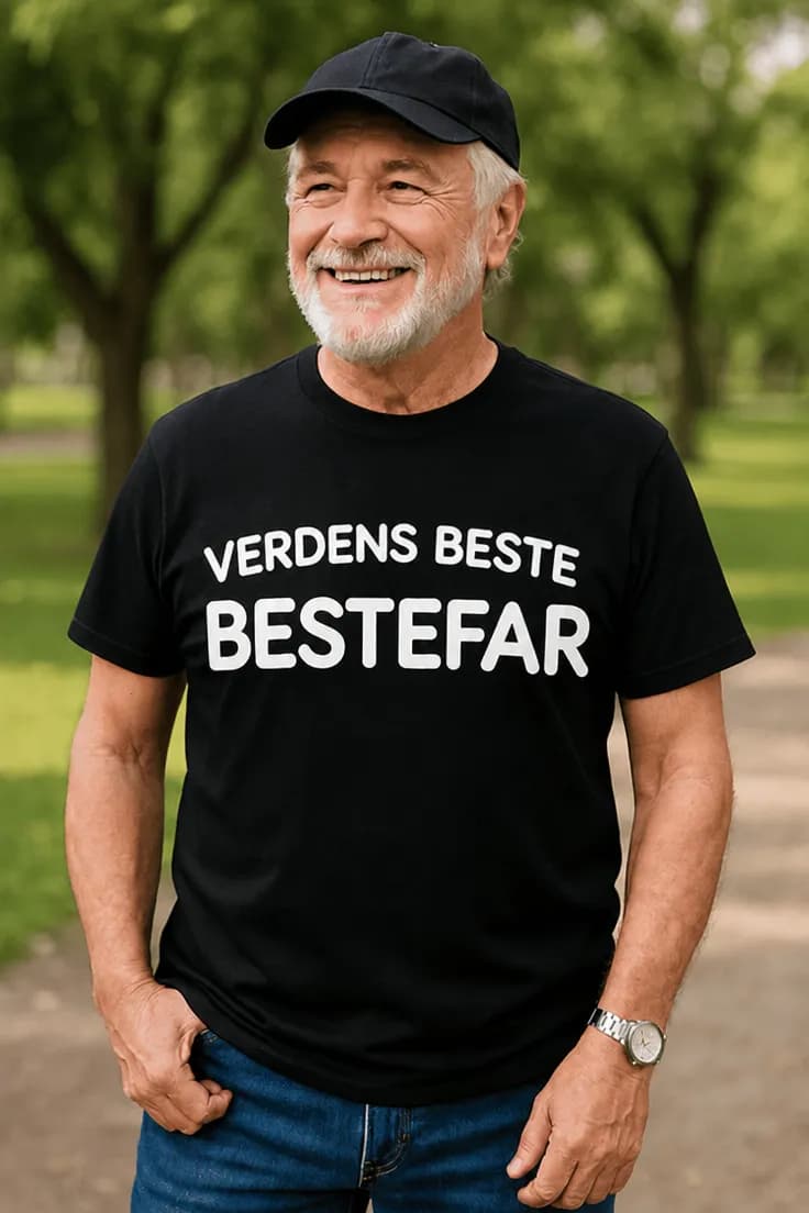 T-skjorte verdens beste bestefar med ønsket tekst