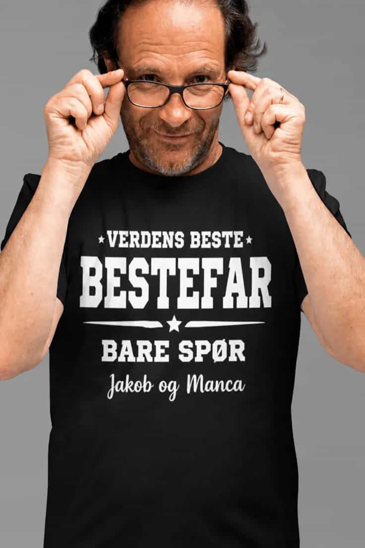 Morsom t-skjorte Verdens beste bestefar med navn