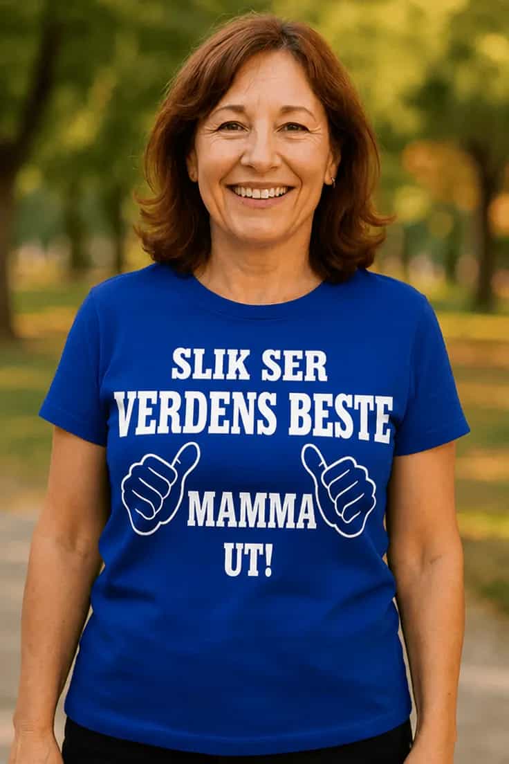 T-skjorte: Verdens beste mamma med ønsket tekst