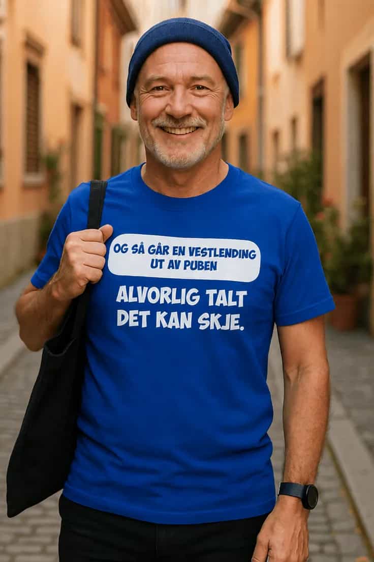 Morsom t-skjorte Vestlending ut av puben