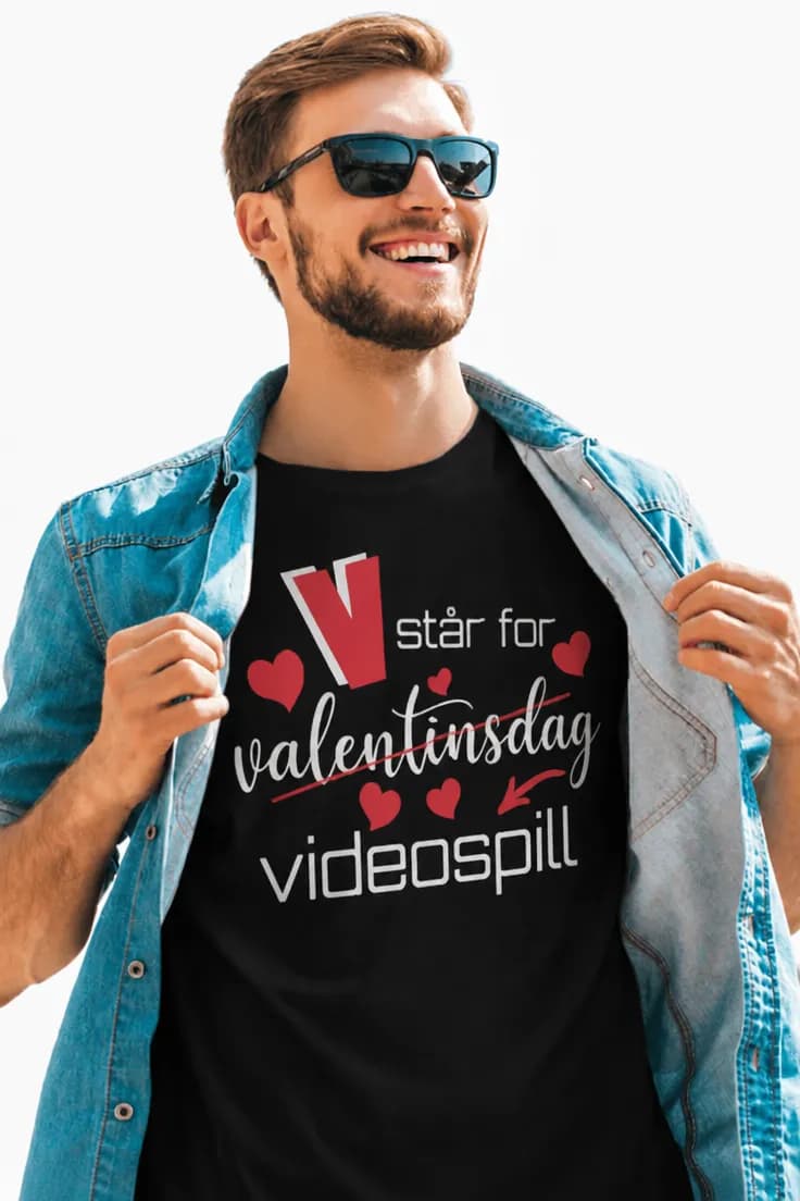 Morsom t-skjorte Videospill til valentinsdagen