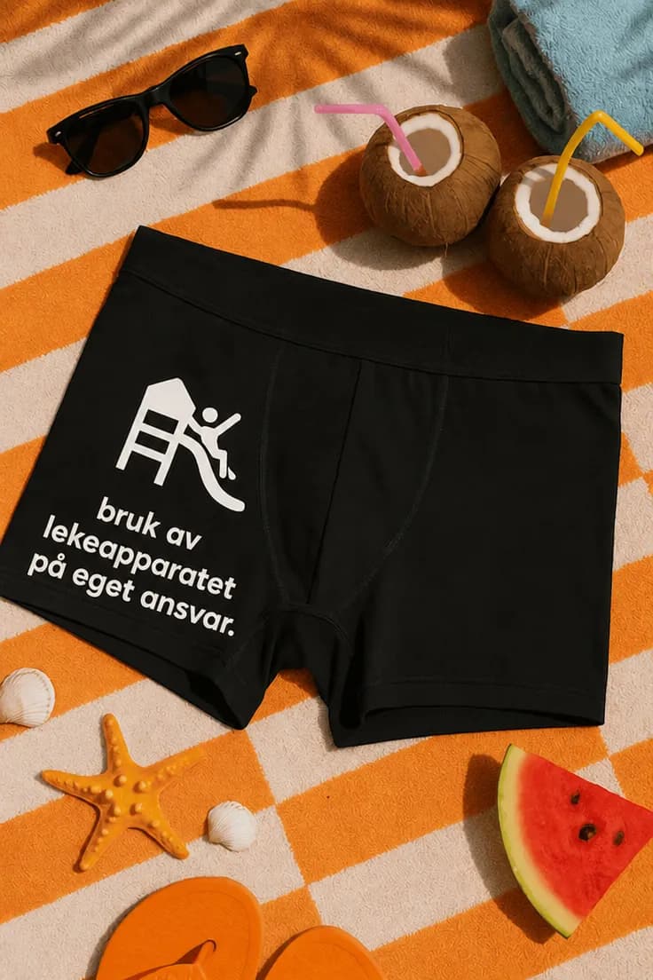 Morsomme boksershorts bruk av lekeapparatet på eget ansvar