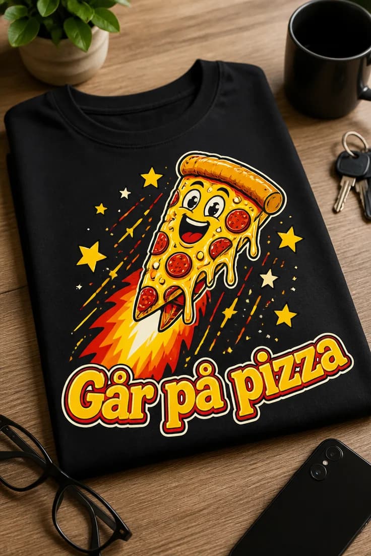 Pizza-T-skjorte – Går på pizza