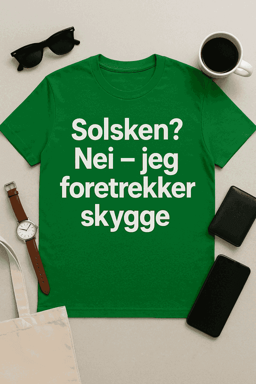 Solsken? Nei – jeg foretrekker skygge T-skjorte