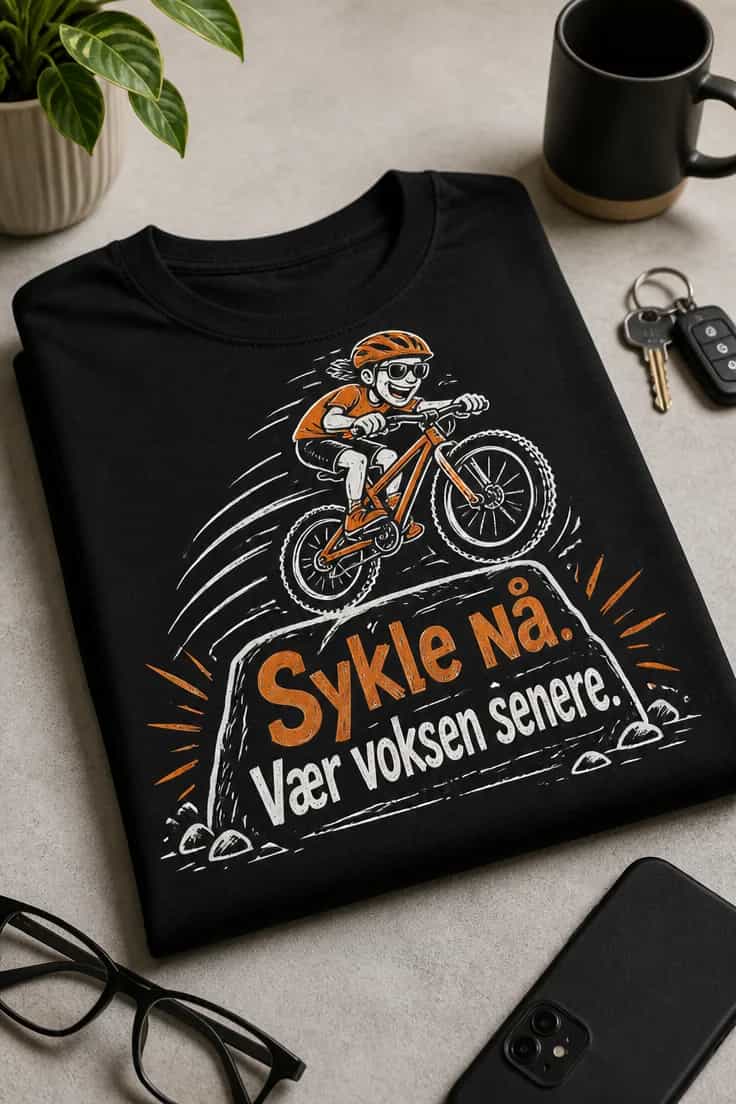Sykkel-T-skjorte – Sykle nå. Vær voksen senere.