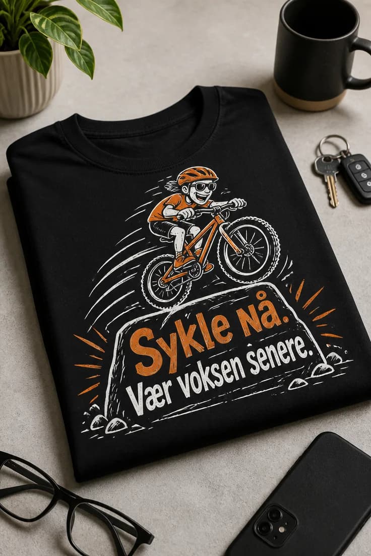 Sykkel-T-skjorte – Sykle nå. Vær voksen senere.