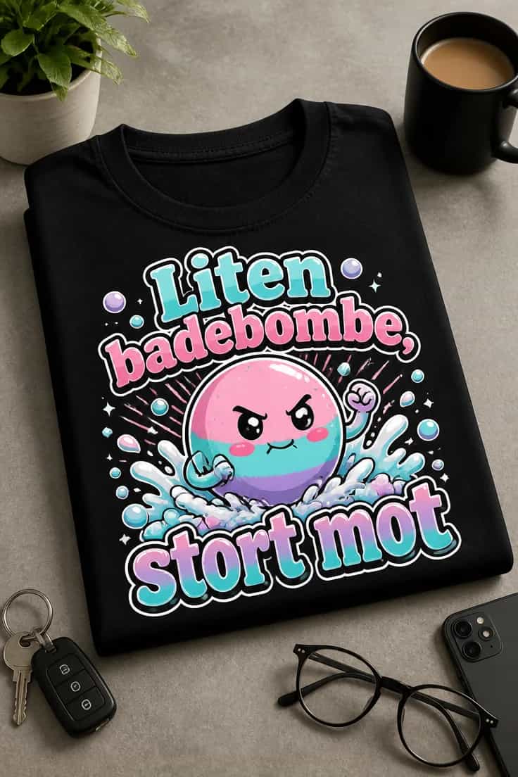 T-skjorte med badebombe – Liten badebombe, stort mot